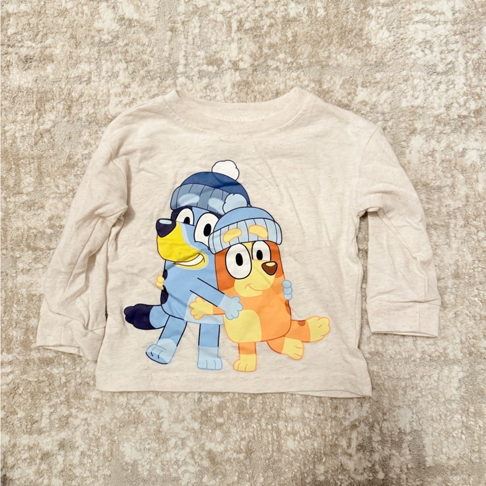 Bluey Kids Long Sleeve Shirt with Graphic Print - Cream size 12M